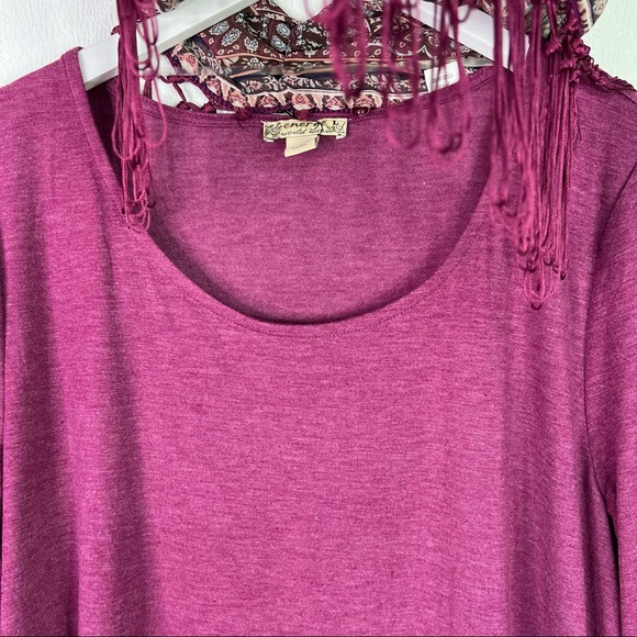 ENERGÉ WORLD WEAR Fringe Scarf Top Size Large NWT - Picture 4 of 8